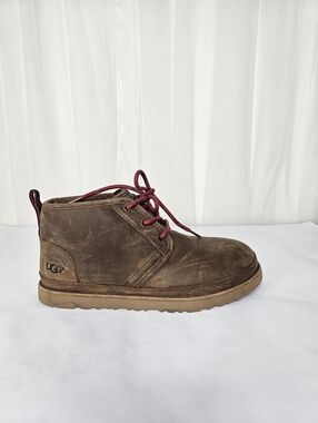 UGG Neumel Waterproof Leather Chukka Boots Grizzly Brown Cabincore Cozy Men's 10